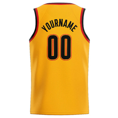 Benutzerdefinierte Authentisch  Basketball Trikot Gelb-Schwarz-Rot