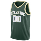 Benutzerdefinierte Authentisch  Basketball Trikot Grün-Creme-Weiß