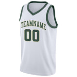 Benutzerdefinierte Authentisch  Basketball Trikot Weiß-Grün-Creme