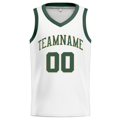 Benutzerdefinierte Authentisch  Basketball Trikot Weiß-Grün-Creme