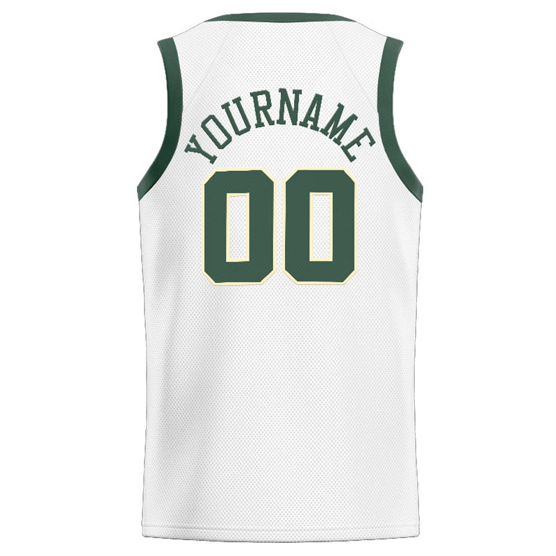 Benutzerdefinierte Authentisch  Basketball Trikot Weiß-Grün-Creme