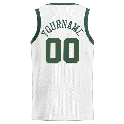 Benutzerdefinierte Authentisch  Basketball Trikot Weiß-Grün-Creme