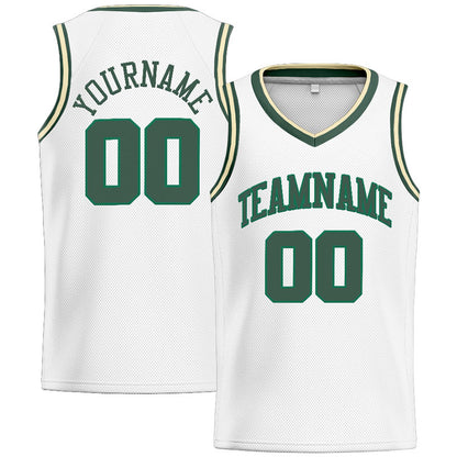 Benutzerdefinierte Authentisch  Basketball Trikot Weiß Grün
