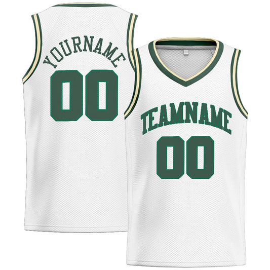 Benutzerdefinierte Authentisch  Basketball Trikot Weiß Grün