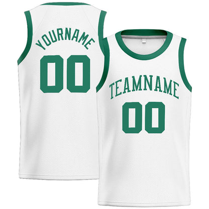 Benutzerdefinierte Authentisch  Basketball Trikot Weiß- Kelly Grün