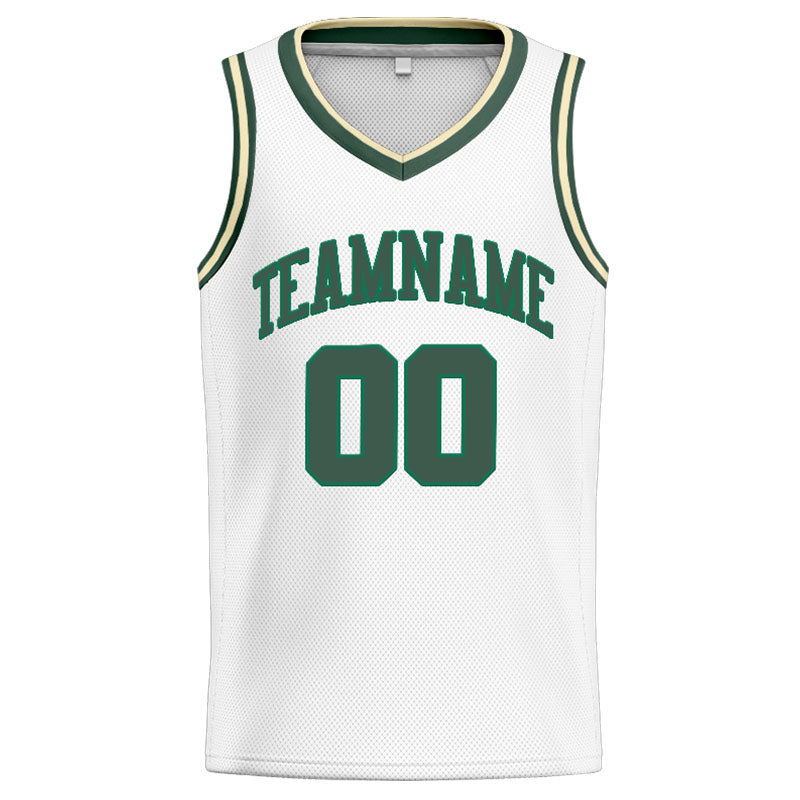 Benutzerdefinierte Authentisch  Basketball Trikot Weiß Grün