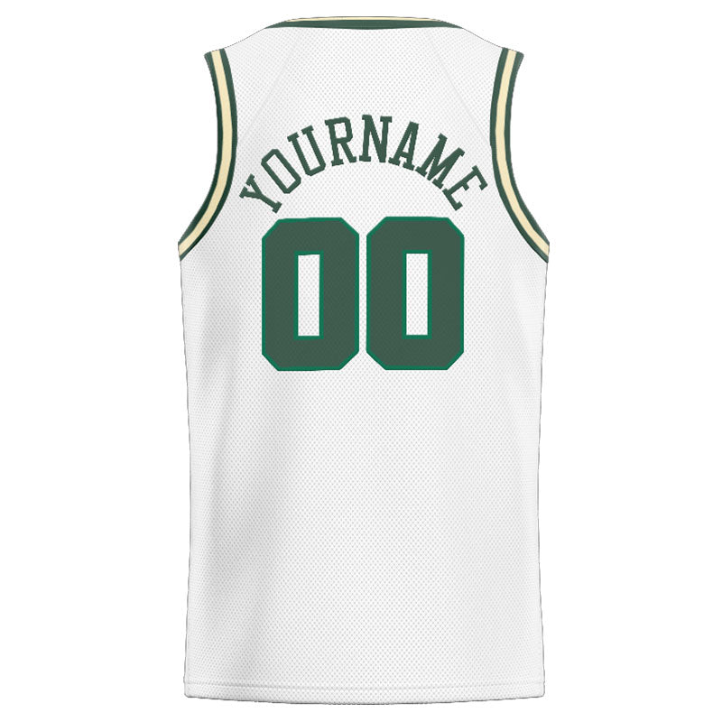 Benutzerdefinierte Authentisch  Basketball Trikot Weiß Grün