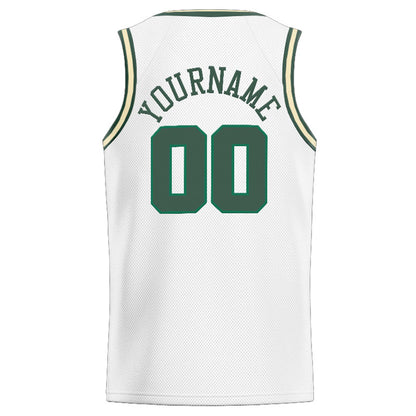 Benutzerdefinierte Authentisch  Basketball Trikot Weiß Grün