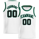 Benutzerdefinierte Authentisch  Basketball Trikot Weiß- Kelly Grün-Schwarz