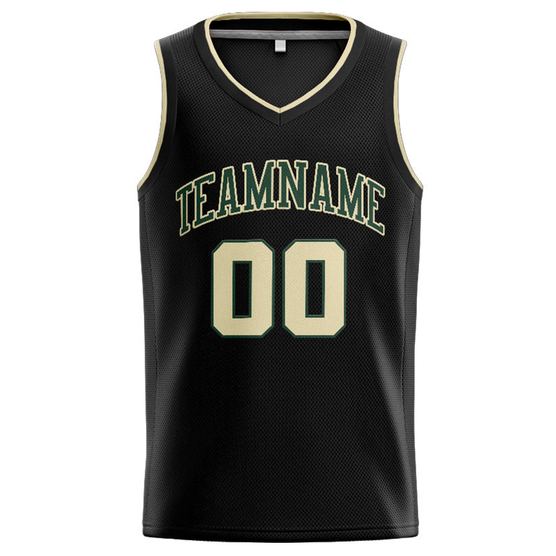 Benutzerdefinierte Authentisch  Basketball Trikot Schwarz-Creme-Grün