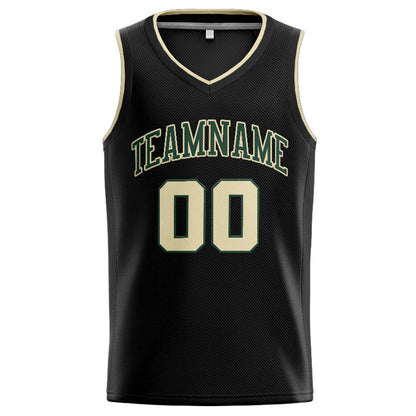Benutzerdefinierte Authentisch  Basketball Trikot Schwarz-Creme-Grün
