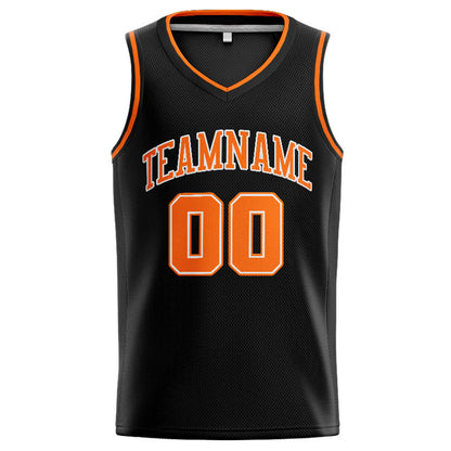 Benutzerdefinierte Authentisch  Basketball Trikot Schwarz-Orange-Weiß