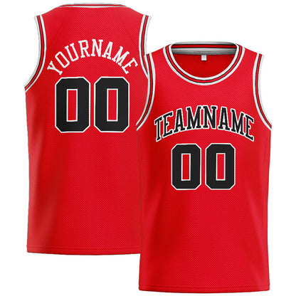 Benutzerdefinierte Authentisch  Basketball Trikot Rot-Schwarz-Weiß