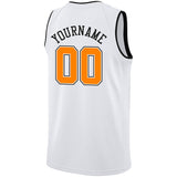 Benutzerdefinierte Authentisch  Basketball Trikot Weiß-Orange-Schwarz