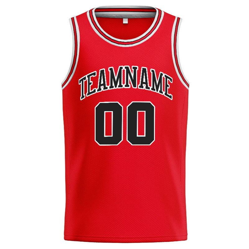 Benutzerdefinierte Authentisch  Basketball Trikot Rot-Schwarz-Weiß
