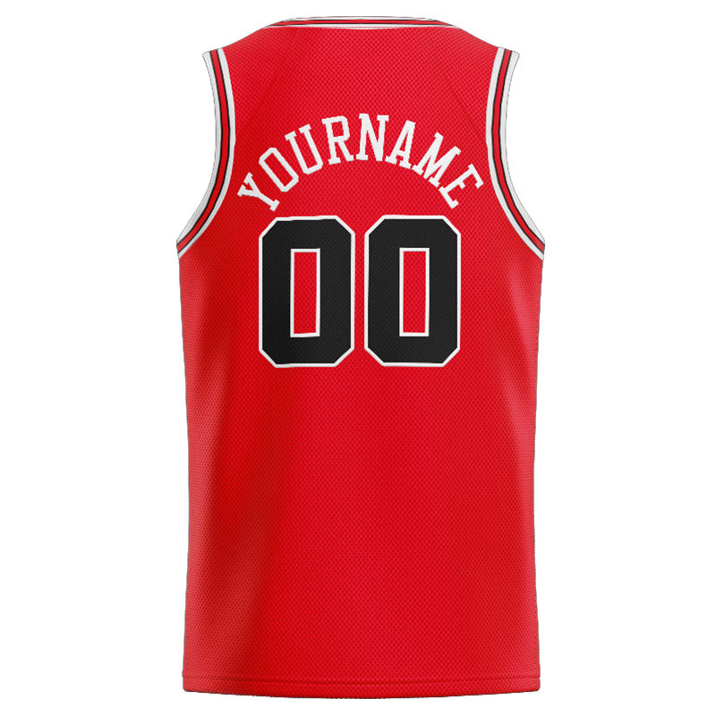 Benutzerdefinierte Authentisch  Basketball Trikot Rot-Schwarz-Weiß