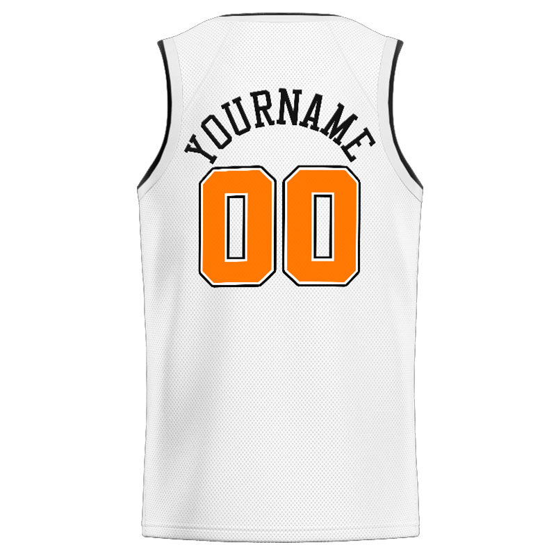 Benutzerdefinierte Authentisch  Basketball Trikot Weiß-Orange-Schwarz