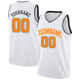 Benutzerdefinierte Authentisch  Basketball Trikot Weiß-Orange-Schwarz