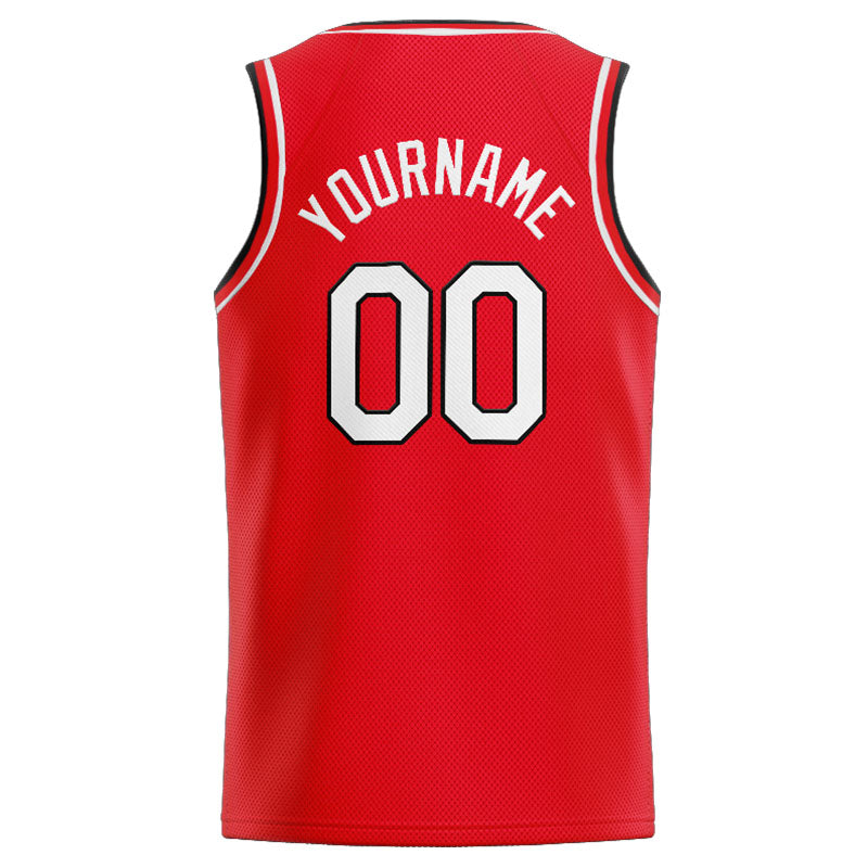 Benutzerdefinierte Authentisch  Basketball Trikot Rot-Weiß-Schwarz