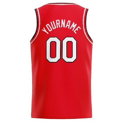 Benutzerdefinierte Authentisch  Basketball Trikot Rot-Weiß-Schwarz