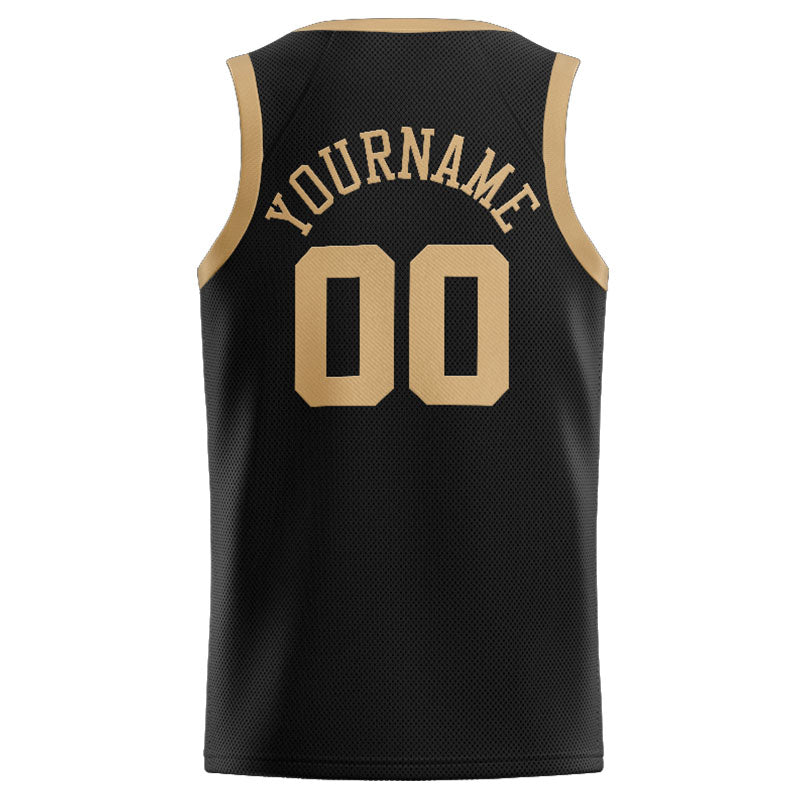 Benutzerdefinierte Authentisch  Basketball Trikot Schwarz-Glod