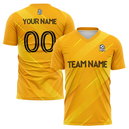 Benutzerdefinierte Fußballuniform Jersey Kinder Erwachsene Personalisiertes Set Jersey Shirt Gelb