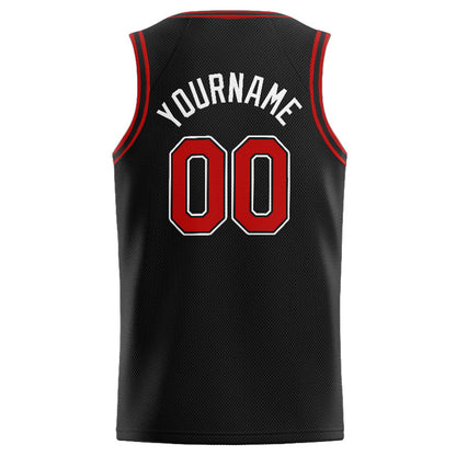 Benutzerdefinierte Authentisch  Basketball Trikot Schwarz-Rot-Weiß
