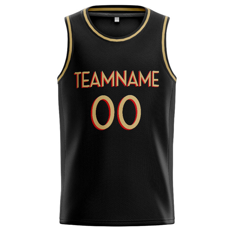 Benutzerdefinierte Authentisch  Basketball Trikot Schwarz-Gold-Rot