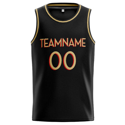 Benutzerdefinierte Authentisch  Basketball Trikot Schwarz-Gold-Rot