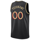 Benutzerdefiniert Authentisch Basketball Jersey Schwarz-Gold-Rot