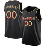 Benutzerdefiniert Authentisch Basketball Jersey Schwarz-Gold-Rot