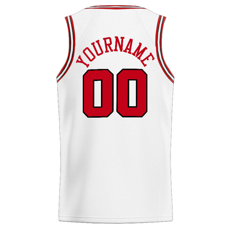 Benutzerdefinierte Authentisch  Basketball Trikot Weiß-Rot-Schwarz