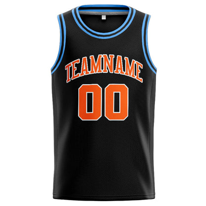 Benutzerdefinierte Authentisch  Basketball Trikot Schwarz-Orange-Hellblau