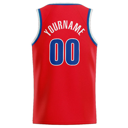 Benutzerdefinierte Authentisch  Basketball Trikot Rot- Königlich- Weiß