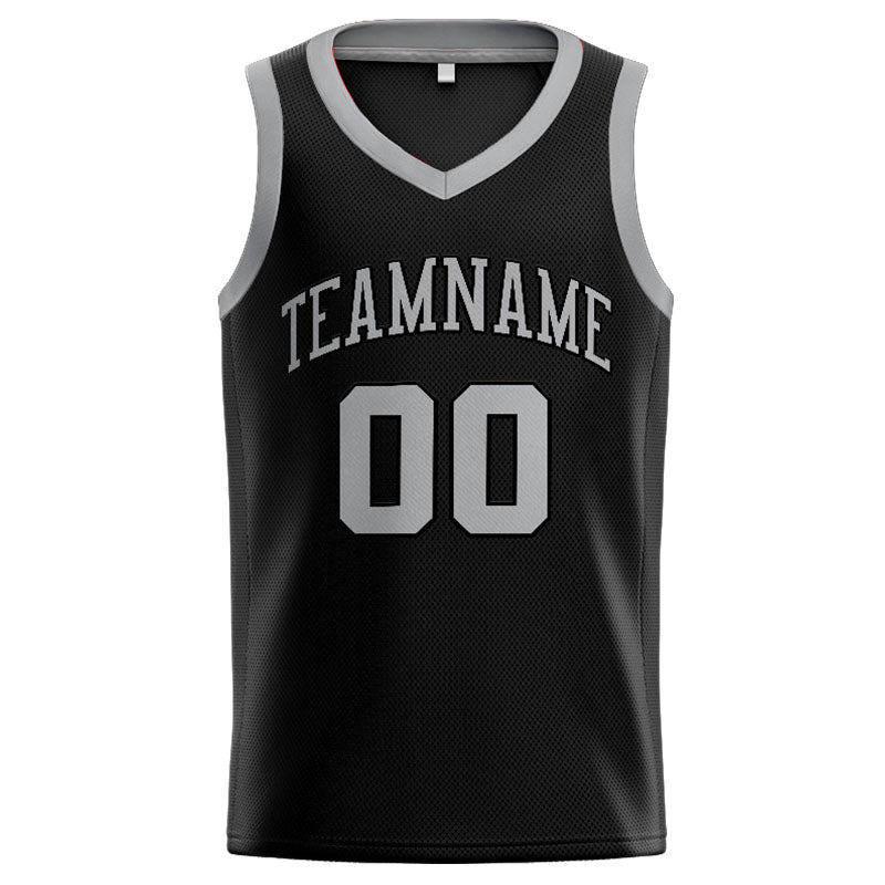 Benutzerdefinierte Authentisch  Basketball Trikot Schwarz- Grau
