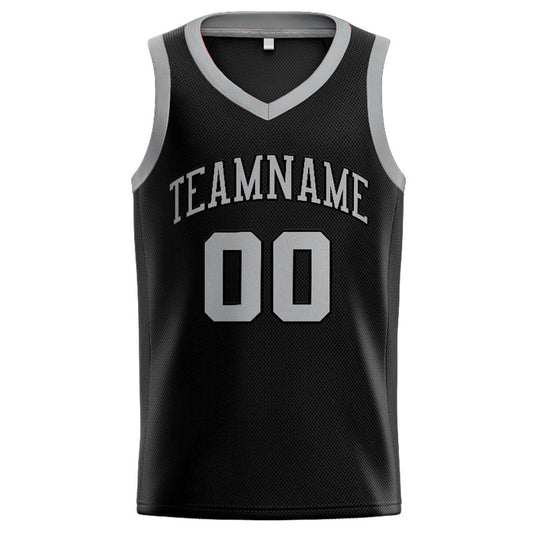 Benutzerdefinierte Authentisch  Basketball Trikot Schwarz- Grau