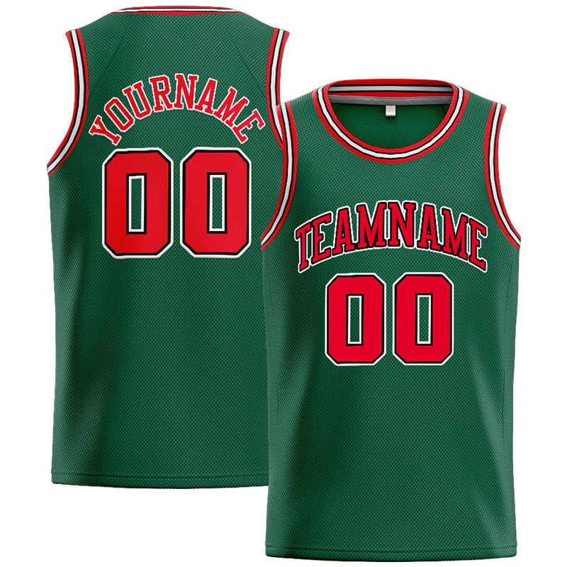 Benutzerdefinierte Authentisch  Basketball Trikot Grün-Rot
