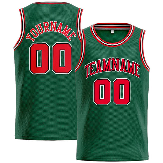 Benutzerdefinierte Authentisch  Basketball Trikot Grün-Rot