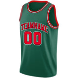Benutzerdefiniert Authentisch Basketball Jersey Grün-Rot-Schwarz-Weiß