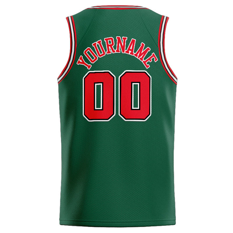 Benutzerdefinierte Authentisch  Basketball Trikot Grün-Rot