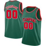 Benutzerdefiniert Authentisch Basketball Jersey Grün-Rot-Schwarz-Weiß