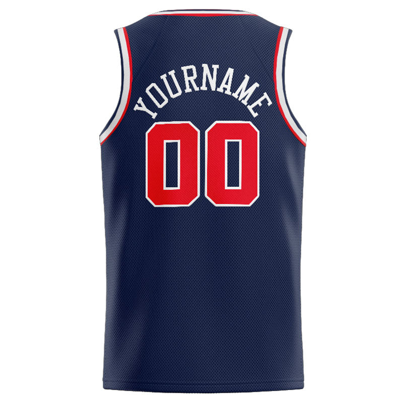 Benutzerdefinierte Authentisch  Basketball Trikot Marine-Rot-Weiß