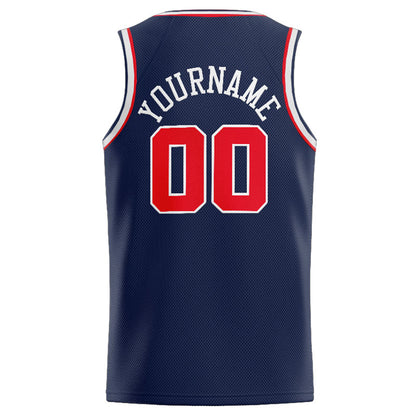 Benutzerdefinierte Authentisch  Basketball Trikot Marine-Rot-Weiß