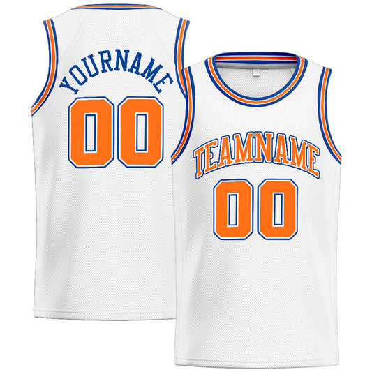 Benutzerdefinierte Authentisch  Basketball Trikot Weiß-Orange- königlich