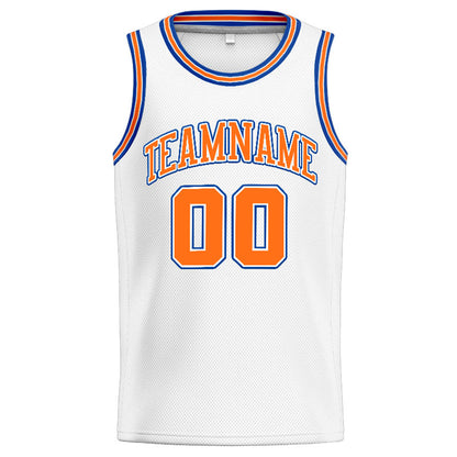 Benutzerdefinierte Authentisch  Basketball Trikot Weiß-Orange- königlich