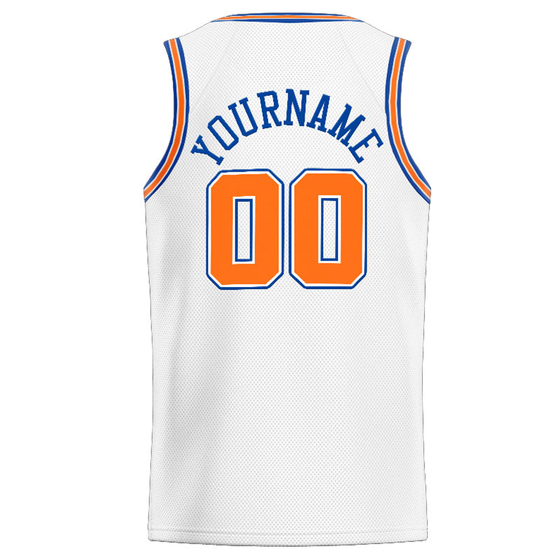 Benutzerdefinierte Authentisch  Basketball Trikot Weiß-Orange- königlich