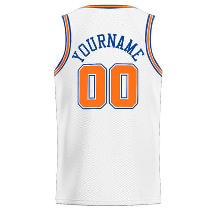 Benutzerdefinierte Authentisch  Basketball Trikot Weiß-Orange- königlich