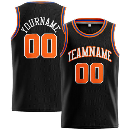 Benutzerdefinierte Authentisch  Basketball Trikot Schwarz-Orange-Weiß