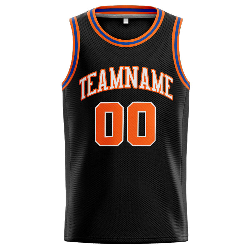 Benutzerdefinierte Authentisch  Basketball Trikot Schwarz-Orange-Weiß