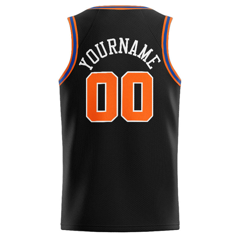 Benutzerdefinierte Authentisch  Basketball Trikot Schwarz-Orange-Weiß